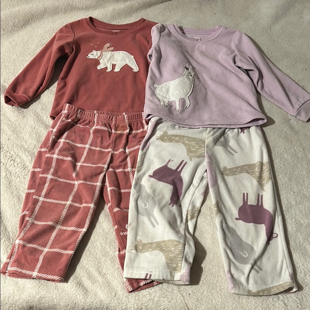 Carter's Pink and Purple Pajama Sets with Cozy Animal Prints